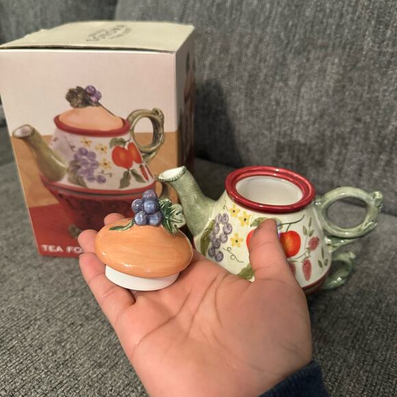 Genuine Sonoma Goods Tea-For-One Ceramic Tea Pot and Tea Cup NEW IN BOX - Picture 5 of 8